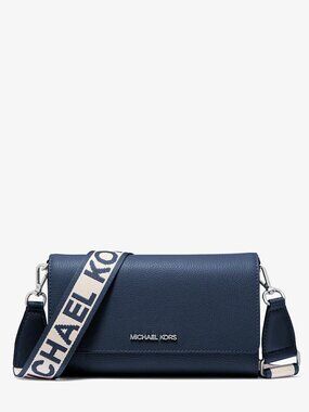 Michael Kors Jet Set Large Leather Crossbody Bag-NAVY